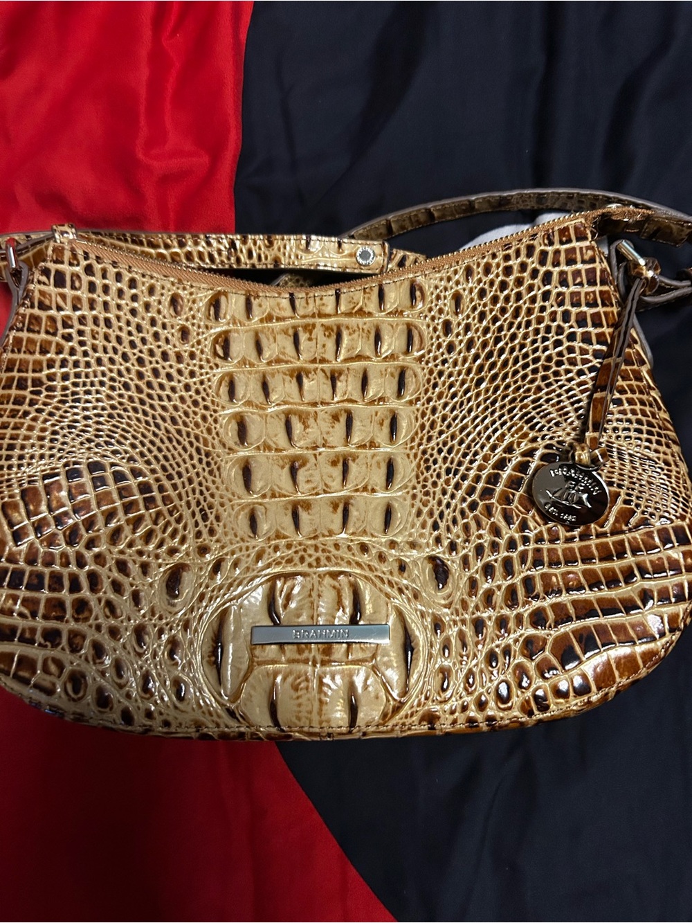 Brahmin Amber Embossed Croc-Effect Shoulder Bag